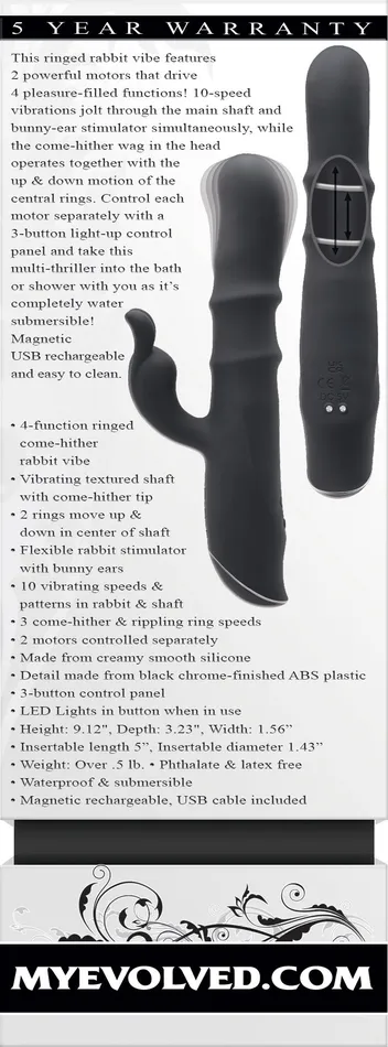 Vibrators | Evolved Novelties Ringmaster Rechargeable Ringed Rabbit Vibrator - Black