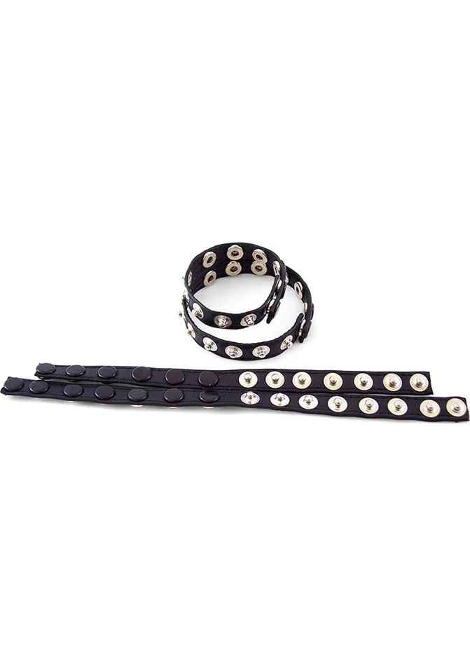 Dildos Rouge Rouge Multi Snap Leather Double Cock Strap