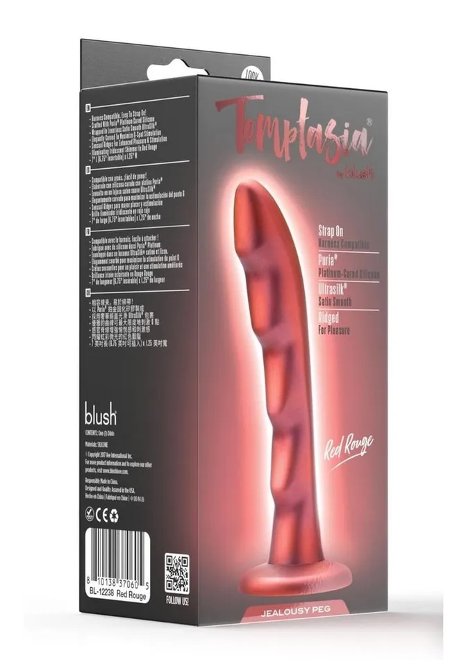 Dildos Temptasia Temptasia Jelousy Peg Silicone Dildo Red Rouge