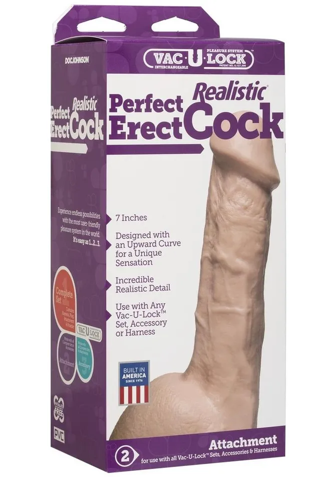Dildos VacULock Realistic Perfect Erect Cock Dildo VacULock