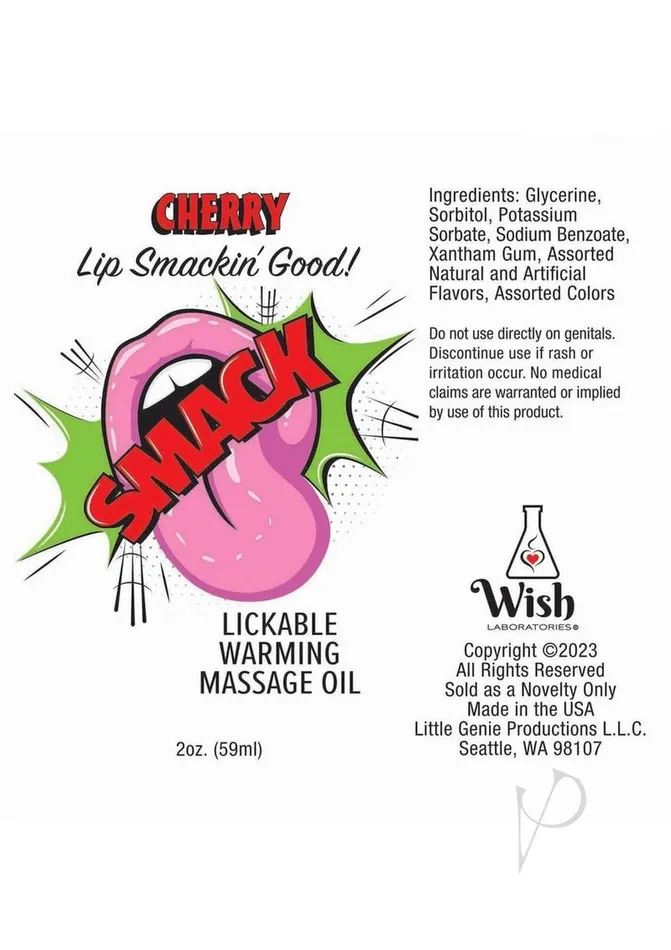 Little Genie Couples Smack Massage Oil Cherry 2oz Little Genie Couples Smack Massage Oil Cherry 2oz