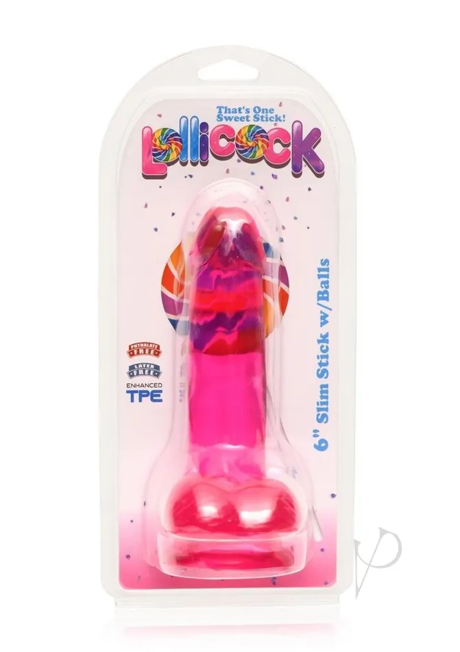 Lollicock Slim Stick Wballs 6 Cherry Lollicock Dildos